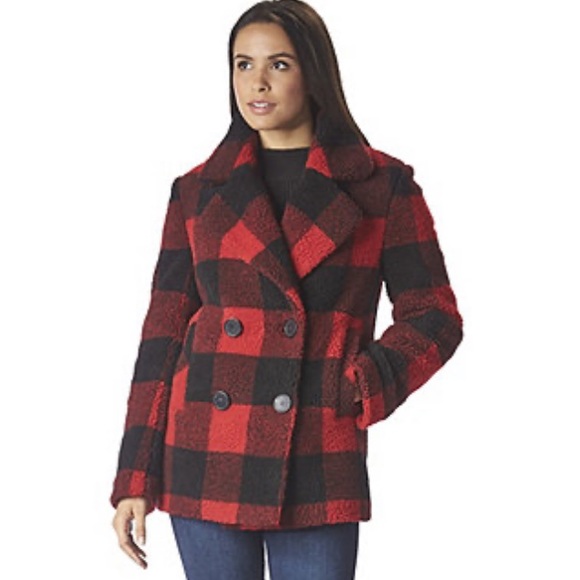 Rue Valentina Jackets & Blazers - 🌹NWT RED/BLACK DBL BREASTED PEA COAT